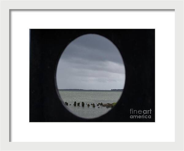 Ocean View Through Circular Frame - Framed Print