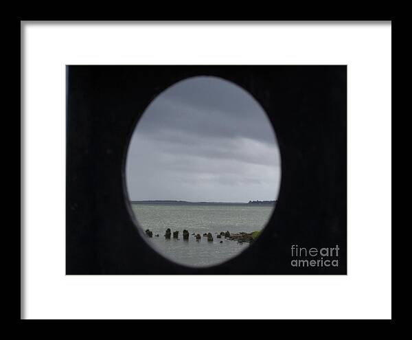 Ocean View Through Circular Frame - Framed Print