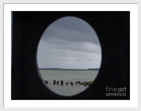 Ocean View Through Circular Frame - Framed Print