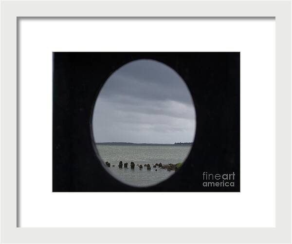 Ocean View Through Circular Frame - Framed Print