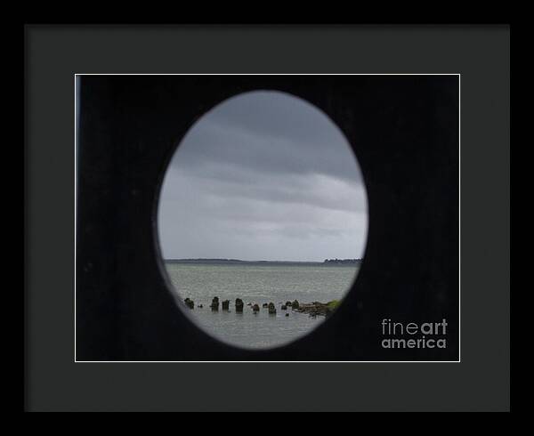 Ocean View Through Circular Frame - Framed Print