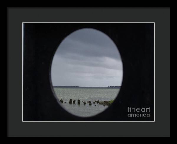 Ocean View Through Circular Frame - Framed Print