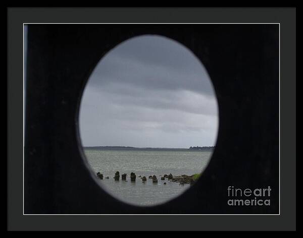 Ocean View Through Circular Frame - Framed Print