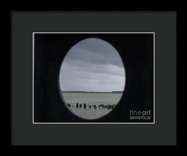 Ocean View Through Circular Frame - Framed Print