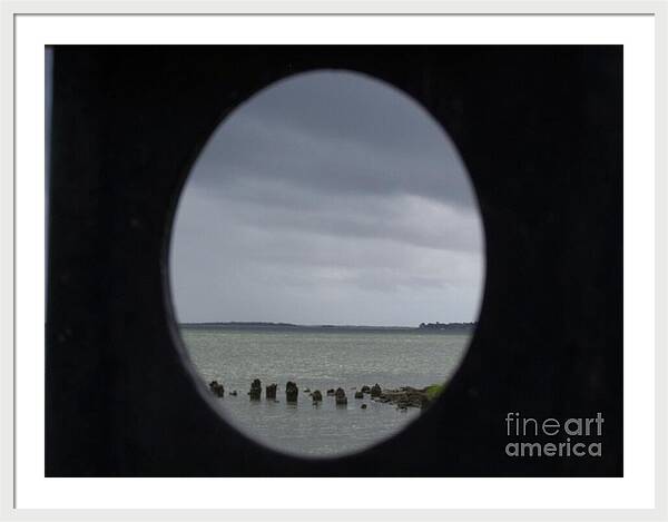 Ocean View Through Circular Frame - Framed Print