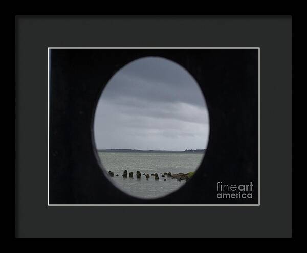 Ocean View Through Circular Frame - Framed Print