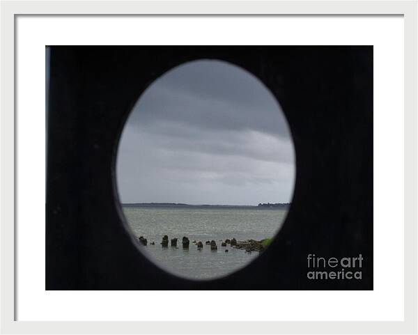 Ocean View Through Circular Frame - Framed Print