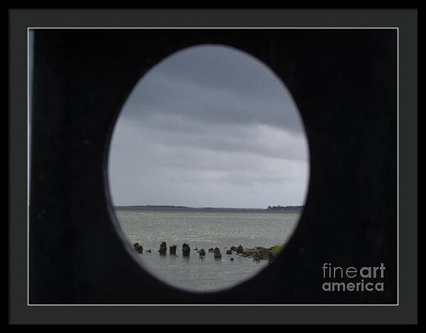 Ocean View Through Circular Frame - Framed Print