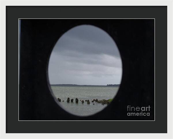 Ocean View Through Circular Frame - Framed Print