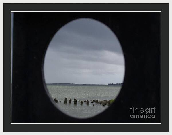 Ocean View Through Circular Frame - Framed Print
