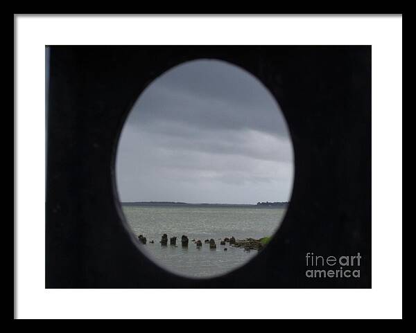 Ocean View Through Circular Frame - Framed Print