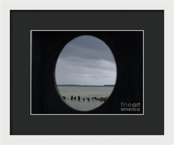 Ocean View Through Circular Frame - Framed Print