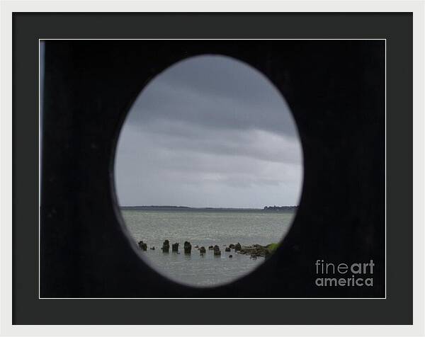 Ocean View Through Circular Frame - Framed Print