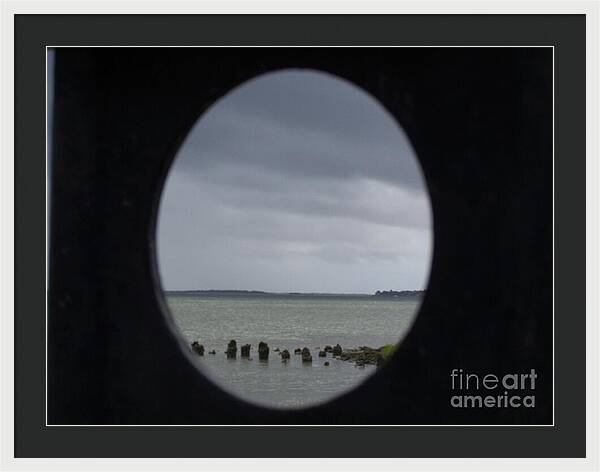 Ocean View Through Circular Frame - Framed Print