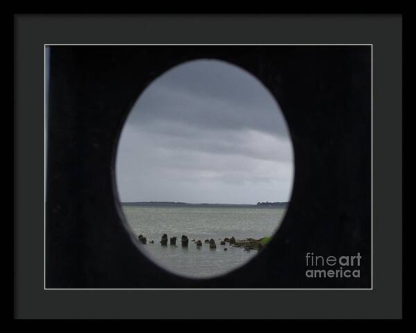 Ocean View Through Circular Frame - Framed Print