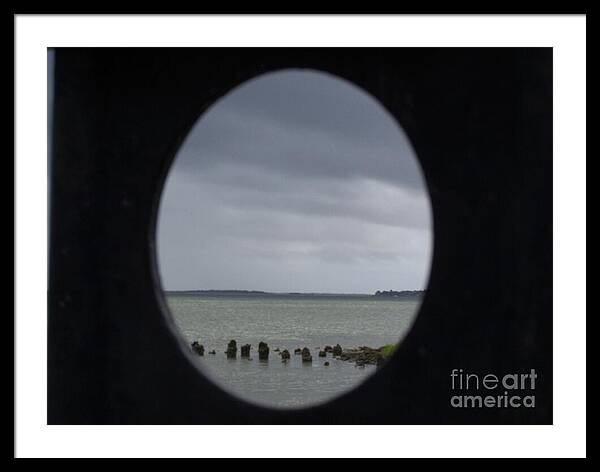 Ocean View Through Circular Frame - Framed Print