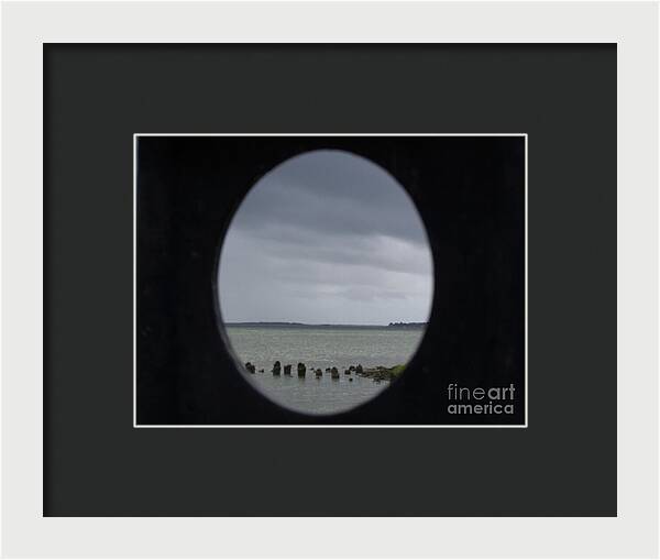 Ocean View Through Circular Frame - Framed Print