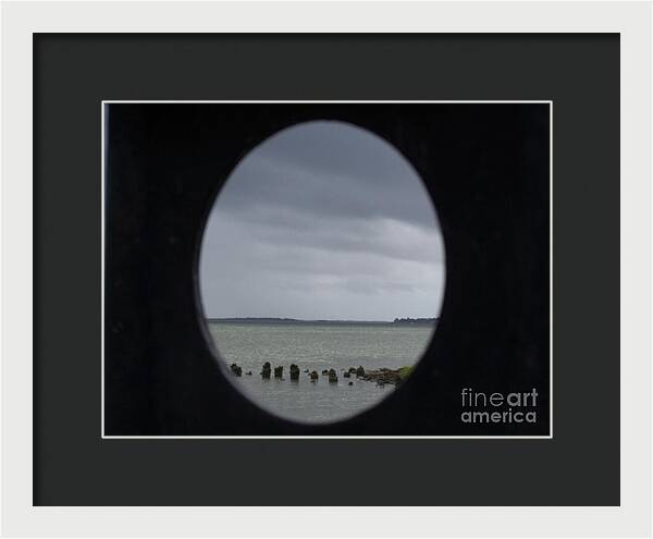 Ocean View Through Circular Frame - Framed Print
