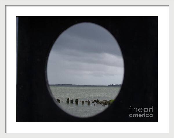 Ocean View Through Circular Frame - Framed Print