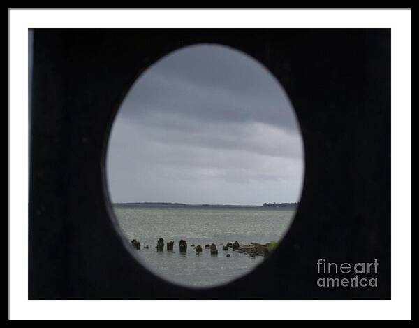 Ocean View Through Circular Frame - Framed Print