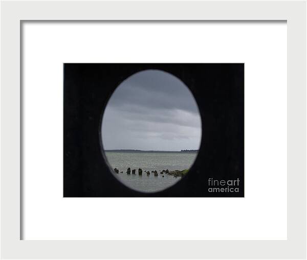 Ocean View Through Circular Frame - Framed Print