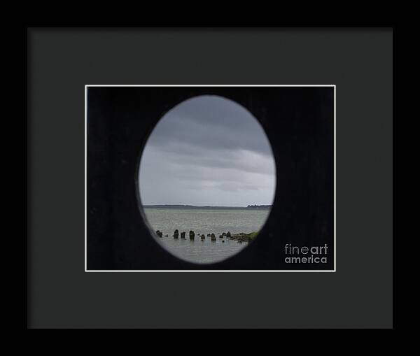 Ocean View Through Circular Frame - Framed Print