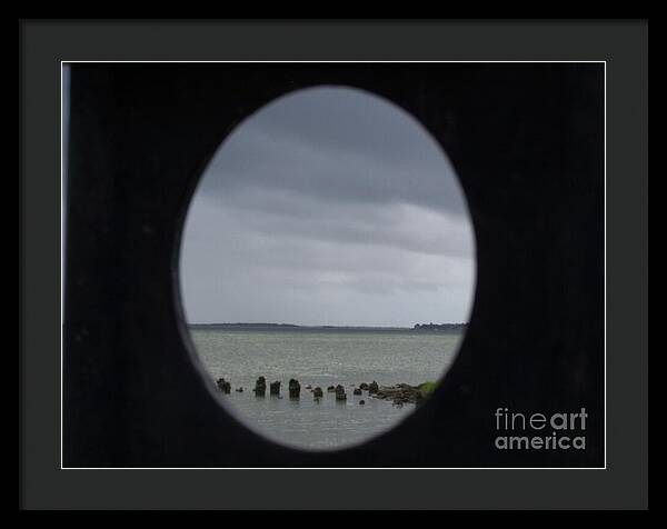 Ocean View Through Circular Frame - Framed Print