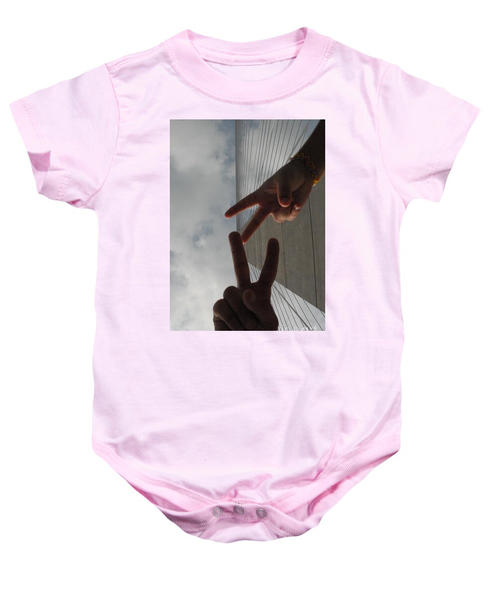 Peace Gesture Against Skyscraper - Baby One-Piece