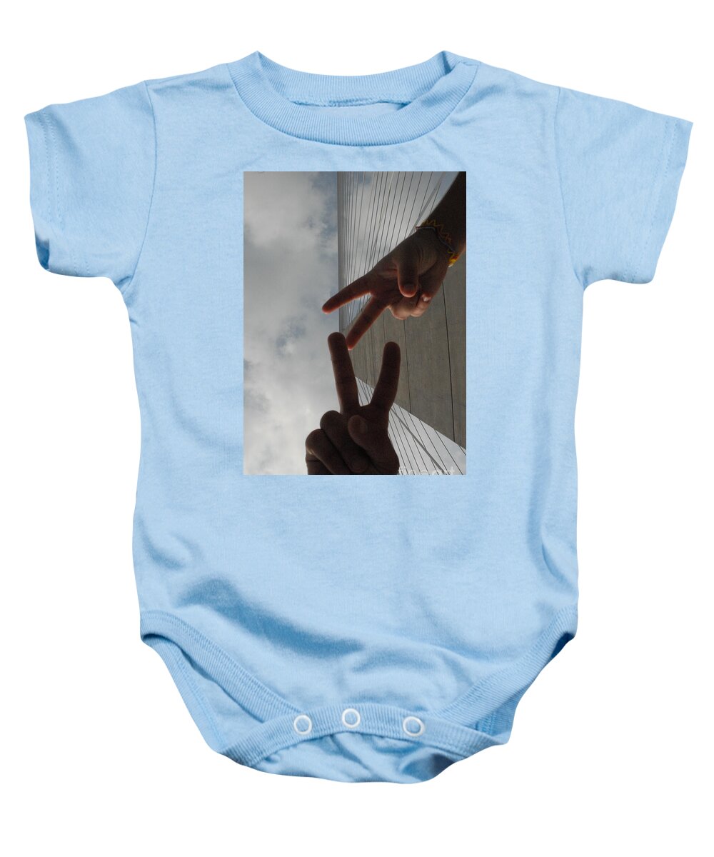 Peace Gesture Against Skyscraper - Baby One-Piece