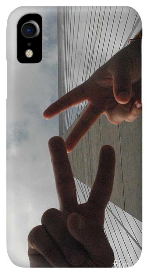 Peace Gesture Against Skyscraper - Phone Case