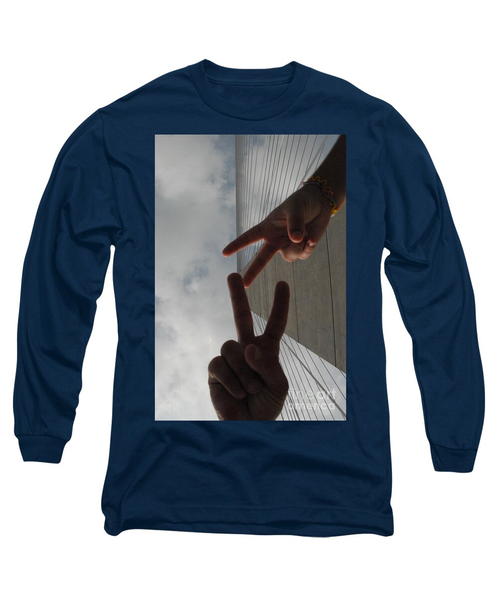 Peace Gesture Against Skyscraper - Long Sleeve T-Shirt