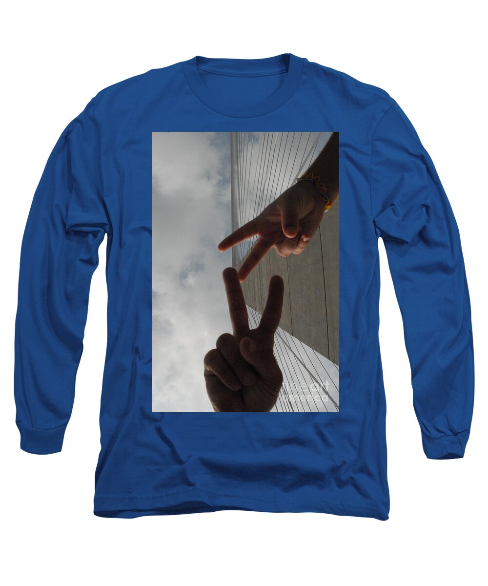 Peace Gesture Against Skyscraper - Long Sleeve T-Shirt