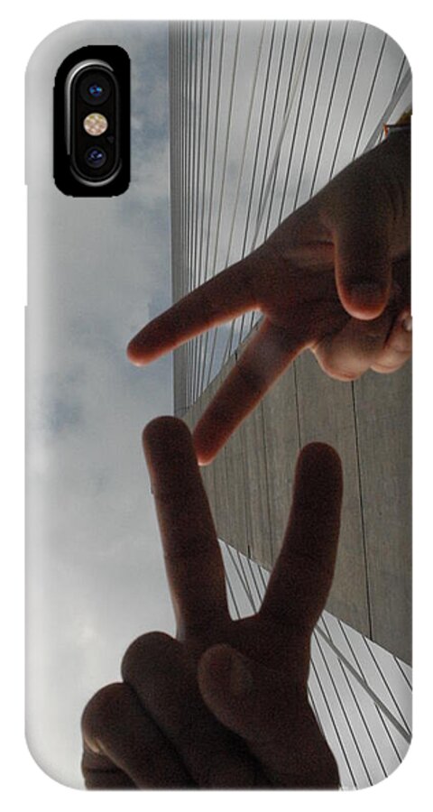 Peace Gesture Against Skyscraper - Phone Case