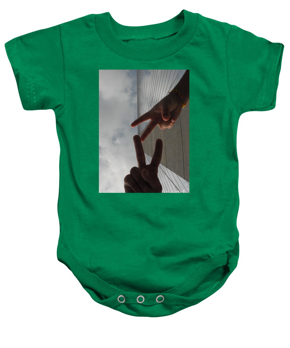Peace Gesture Against Skyscraper - Baby One-Piece