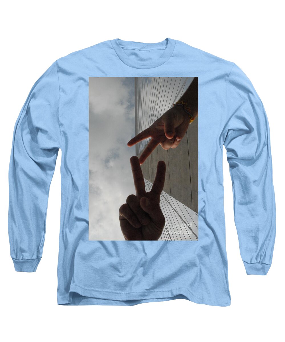 Peace Gesture Against Skyscraper - Long Sleeve T-Shirt