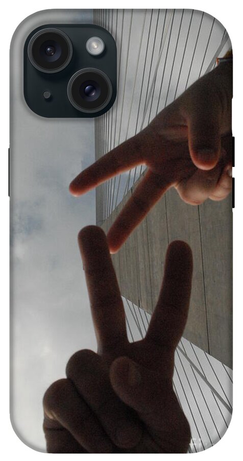 Peace Gesture Against Skyscraper - Phone Case