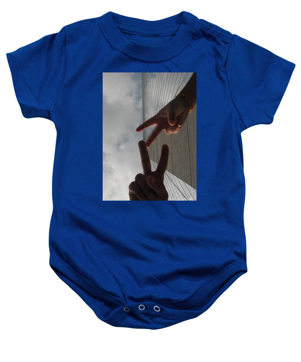 Peace Gesture Against Skyscraper - Baby One-Piece