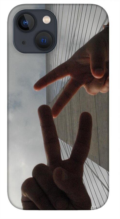 Peace Gesture Against Skyscraper - Phone Case