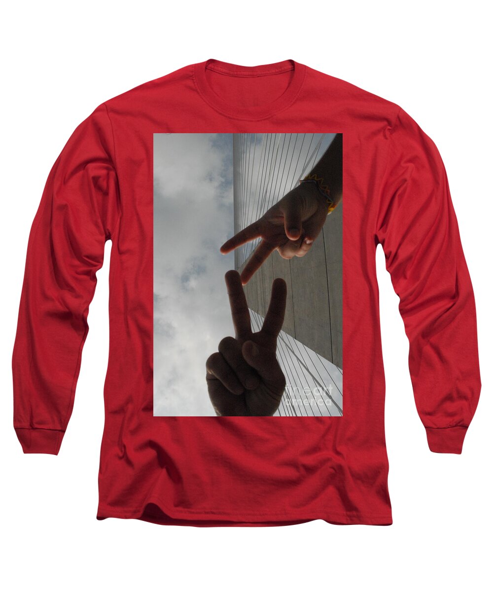 Peace Gesture Against Skyscraper - Long Sleeve T-Shirt