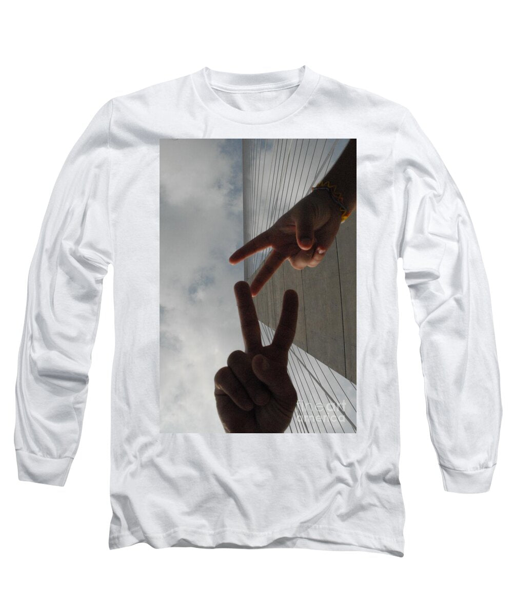 Peace Gesture Against Skyscraper - Long Sleeve T-Shirt