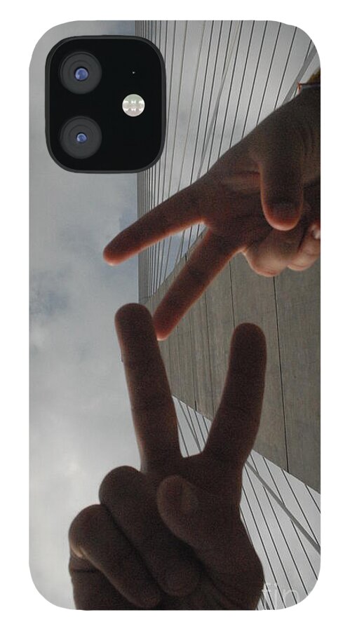 Peace Gesture Against Skyscraper - Phone Case