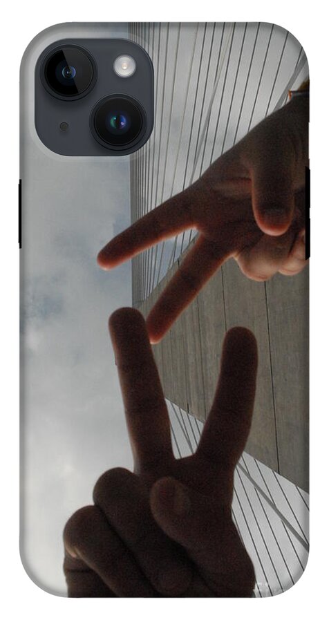 Peace Gesture Against Skyscraper - Phone Case