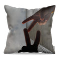 Peace Gesture Against Skyscraper - Throw Pillow