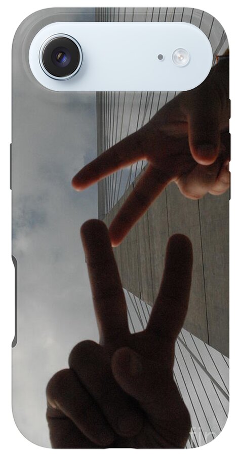 Peace Gesture Against Skyscraper - Phone Case