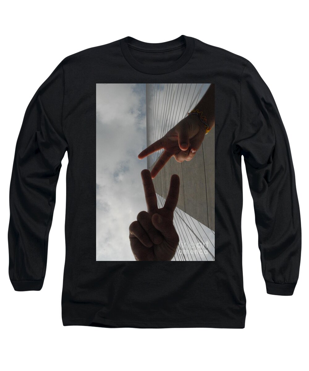 Peace Gesture Against Skyscraper - Long Sleeve T-Shirt