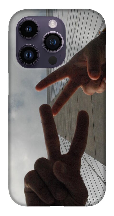 Peace Gesture Against Skyscraper - Phone Case