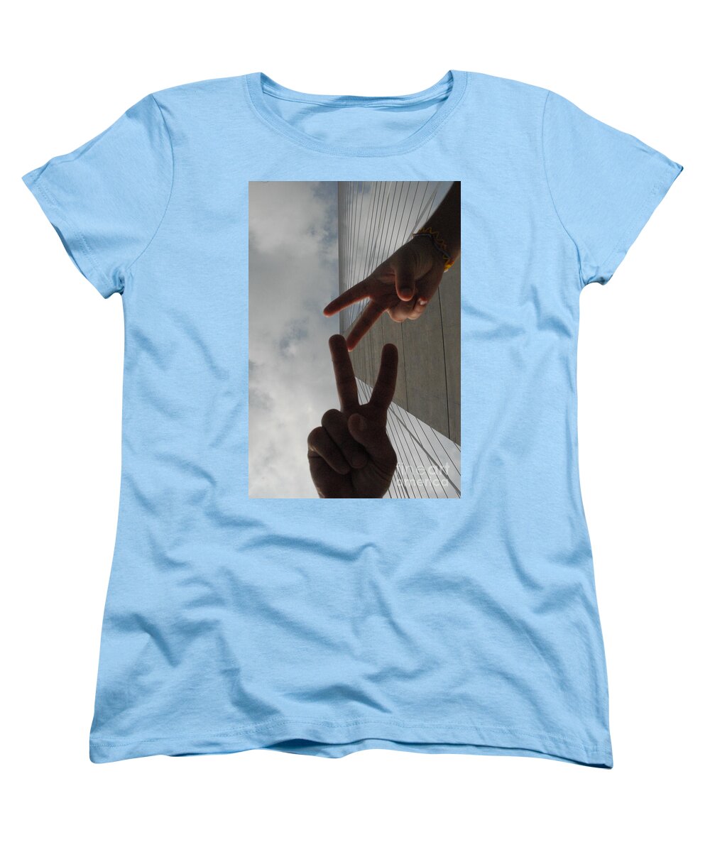 Peace Gesture Against Skyscraper - Women's T-Shirt (Standard Fit)