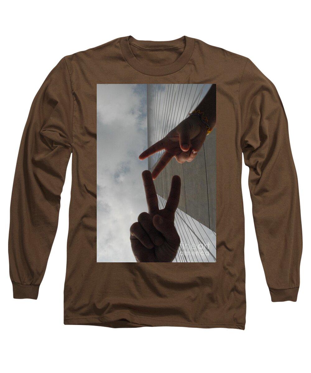 Peace Gesture Against Skyscraper - Long Sleeve T-Shirt
