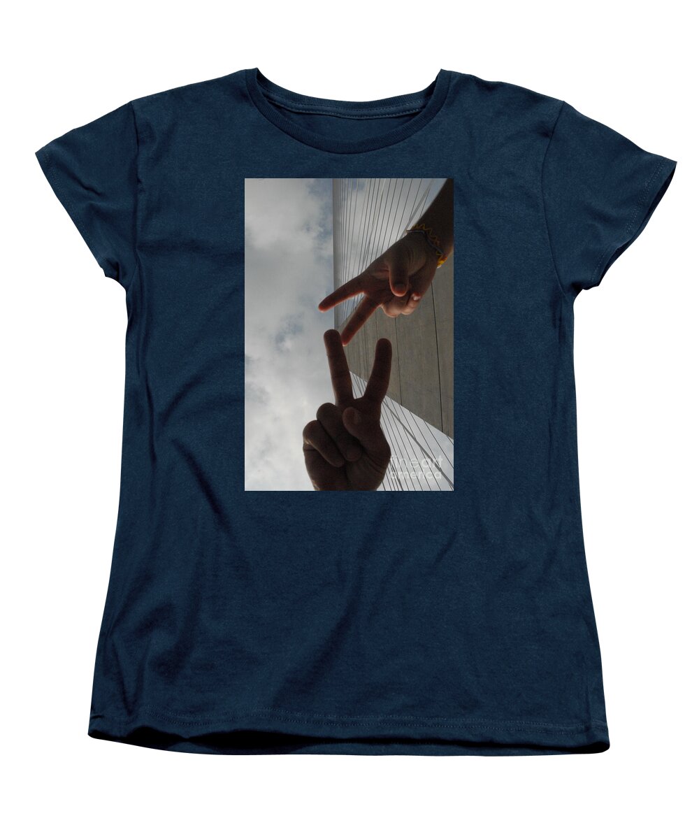 Peace Gesture Against Skyscraper - Women's T-Shirt (Standard Fit)