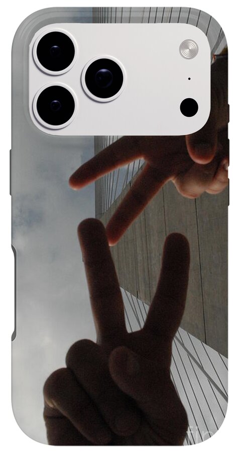 Peace Gesture Against Skyscraper - Phone Case